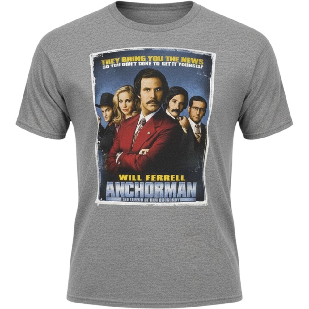 Paramount Anchorman Movie T-Shirt  Gray Will Ferrell Ron Burgundy Tee Mens Large
